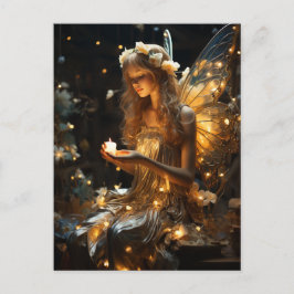 Schöne Blonde Fairy glühende Wings Fireflies Postkarte