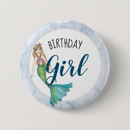 Schöne Blonde Haar Mermaid Geburtstagskind Button