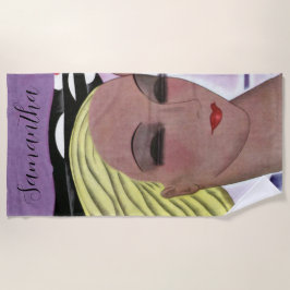 Schöne Blonde Lady (Personalize) Strandtuch