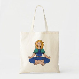 Schöne blonde Mädchen-Yoga-Pose Lotus Niedlich Tragetasche