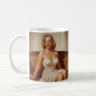 Schöne blonde Pin-up-Kunst der 50er Jahre Kaffeetasse