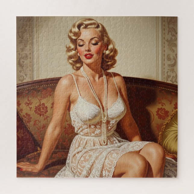 Schöne blonde Pin-up-Kunst der 50er Jahre Puzzle (Vertikal)
