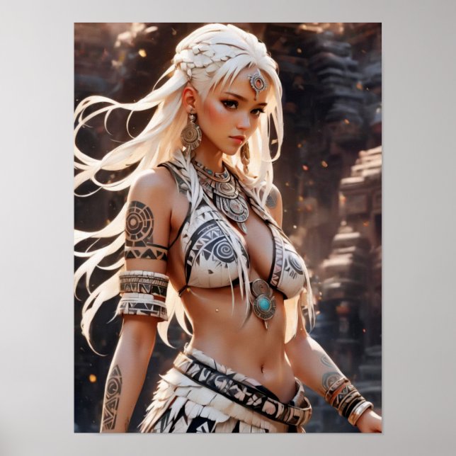 Schöne Blonde-Stammesprinzessin Poster (Vorne)