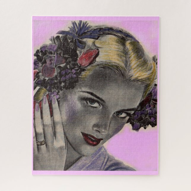 schöne Blondine mit Blume im Haar Puzzle (Vertikal)