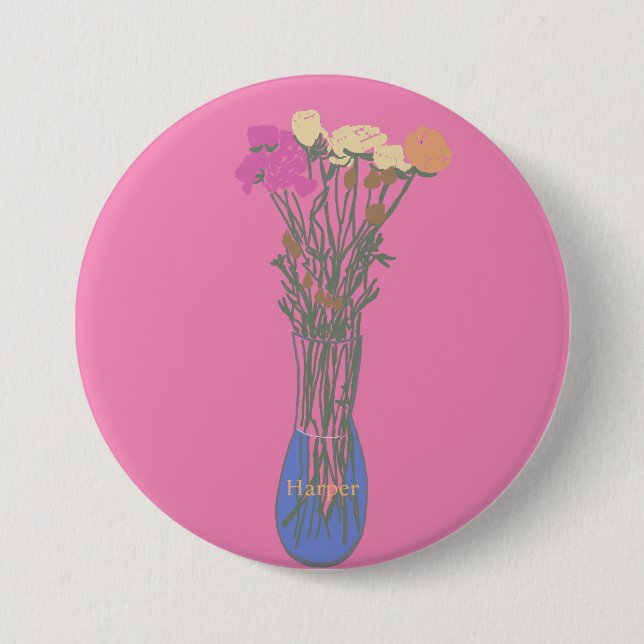 Schöne Blooms Original Blume Illustration Button (Vorderseite)