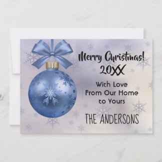 Schöne Blue Bobble Ornament Silk Ribbon Card