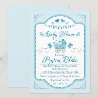 Schöne Blue Buggy Baby Dusche laden ein