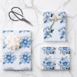 Schöne Blue Christmas Blume Geschenkpapier Set<br><div class="desc">Eine wunderschöne,  blaue Weihnachtsweihnachtsweih-Blume in drei Designs auf einem feinen,  blass blauen Hintergrund</div>