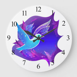Schöne Blue Dove Graphic Große Wanduhr