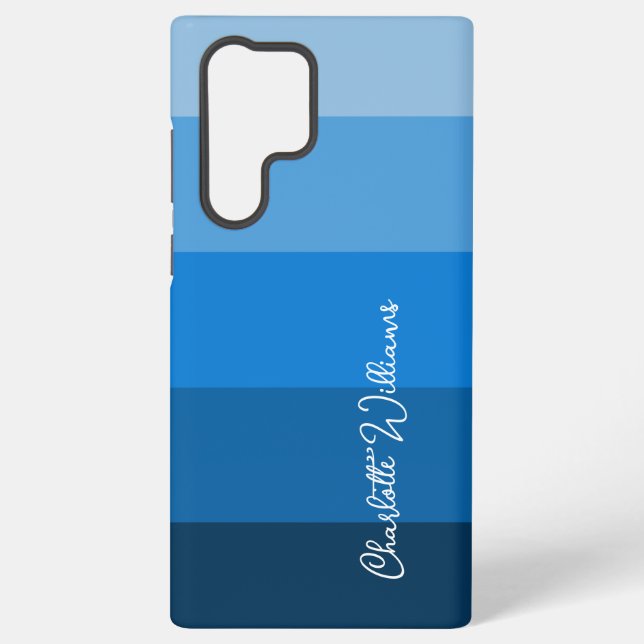 SCHÖNE BLUE FARBE STRIPE LINIE PATTERNAME SAMSUNG GALAXY HÜLLE (Rückseite)