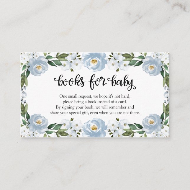 Schöne Blue Floral Baby Duschbücher für Baby Begleitkarte (Vorderseite)