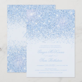 Schöne Blue Glitzer Hochzeitseinladungen Einladung