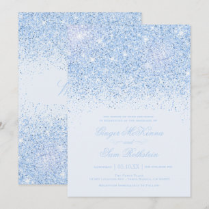 Schöne Blue Glitzer Hochzeitseinladungen Einladung