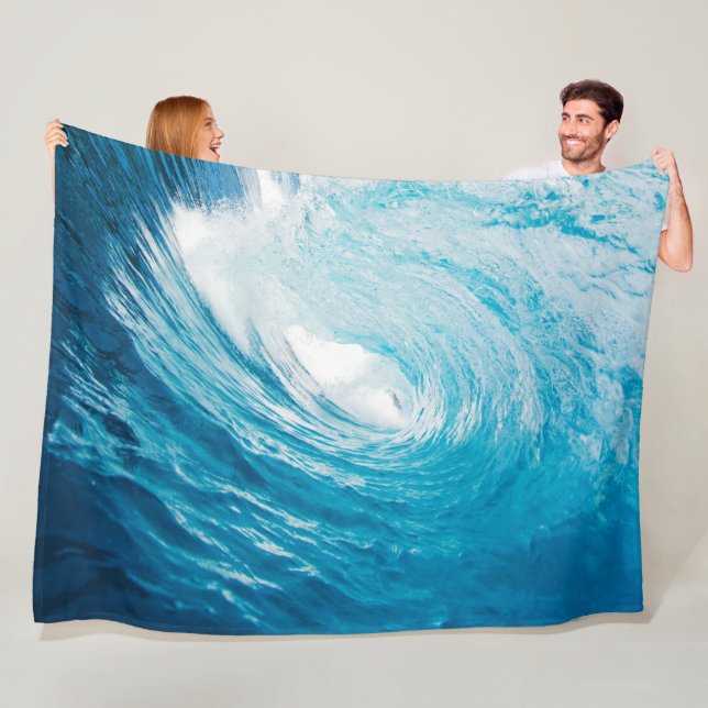 Schöne Blue Ocean Beach Waves Fleecedecke (Beispiel)