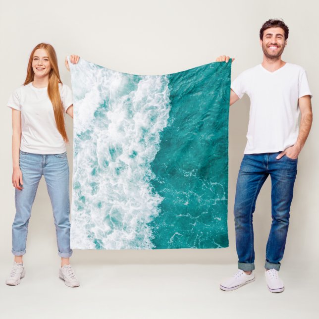 Schöne Blue Ocean Beach Waves Fleecedecke (Beispiel)