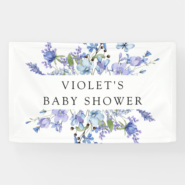 Schöne Blue Wildblume Babydusche Banner (Horizontal)