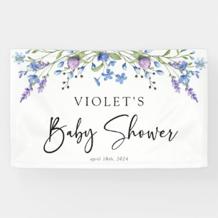 Schöne Blue Wildblume Babydusche Banner