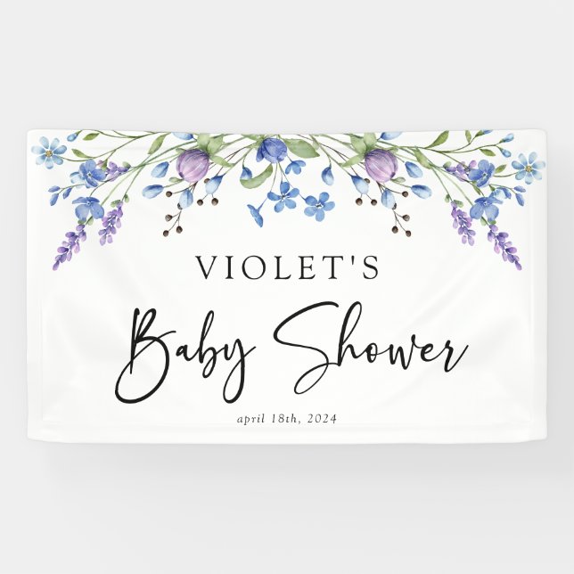 Schöne Blue Wildblume Babydusche Banner (Horizontal)