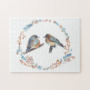 Schöne Bluebird Couple Art Puzzle