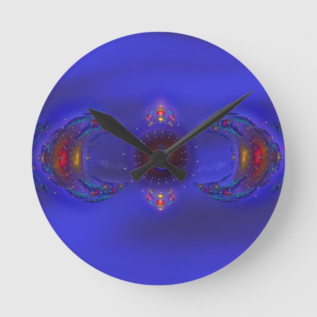 Schöne Blues-Timeless Zeit-Stück Ajna Runde Wanduhr (Vorderseite)