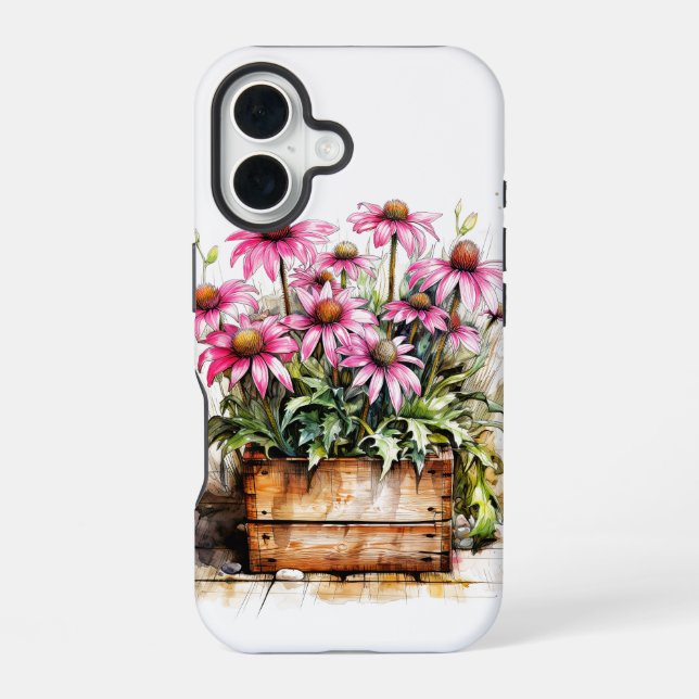 Schöne blühende Aster-Blumen iPhone 16 Hülle (Rückseite)
