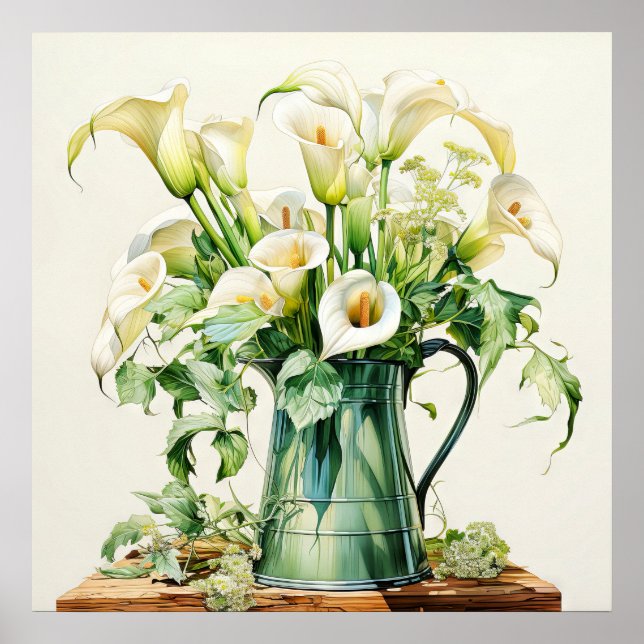 Schöne blühende Calla-Lilien-Blumen Poster (Vorne)