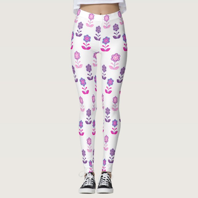 Schöne blühende Design-T-Shirt Leggings (Vorderseite)