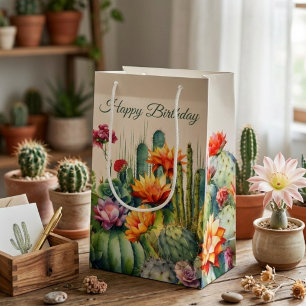 Schöne blühende Kakteen mit Text Kleine Geschenktüte