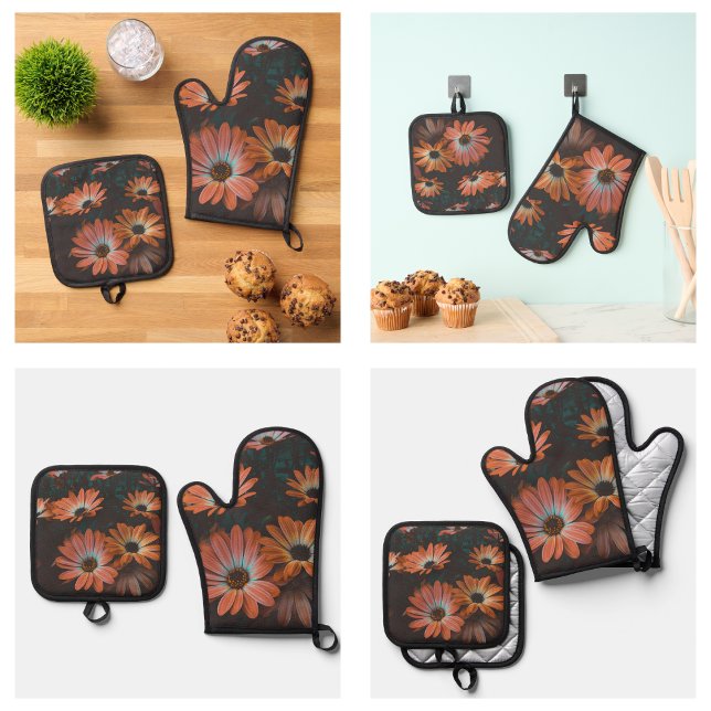 Schöne blühende Moderne Ofenhandschuh & Topflappen-Set (Beautiful Flowering Modern Oven Mitt & Pot Holder Set
)