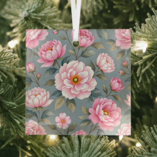 Schöne blühende rosa Blumen Ornament Aus Glas