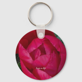 Schöne blühende Rote Peony Schlüsselanhänger