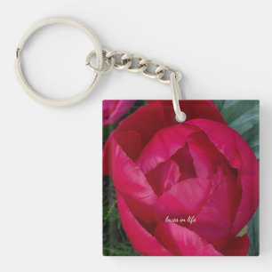 Schöne blühende Rote Peony Schlüsselanhänger