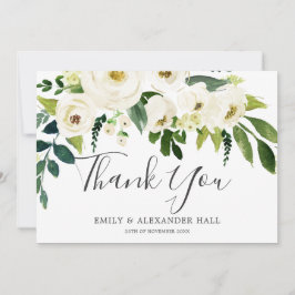 Schöne blühende weiße Blume Elegante Hochzeit Dankeskarte