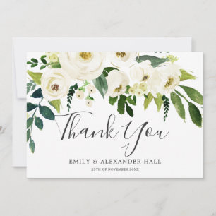 Schöne blühende weiße Blume Elegante Hochzeit Dankeskarte
