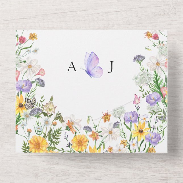 Schöne Blume All In One Einladung (Rückseite)