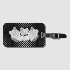 Schöne Blume aus Weiß und Schwarz Gepäckanhänger