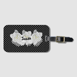 Schöne Blume aus Weiß und Schwarz Gepäckanhänger