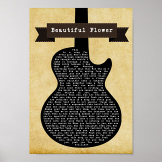 Schöne Blume Black Guitar Song Lyric Print Poster