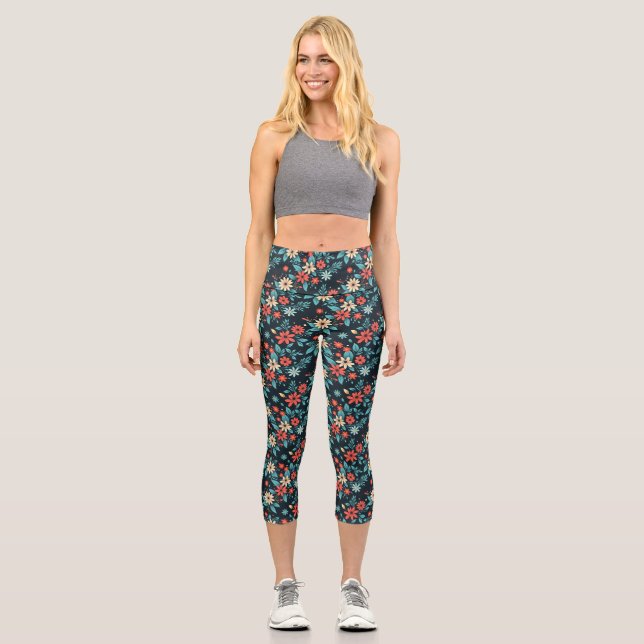Schöne Blume Blumenmuster-48965 Capri Leggings (Vorderseite)