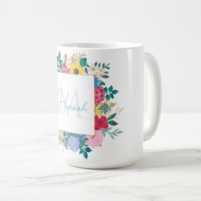 Schöne Blume Botanische Aquarellmalerei Kaffeetasse (VorderseiteRechts)
