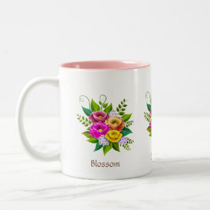 Schöne Blume Bouquet Zweifarbige Tasse