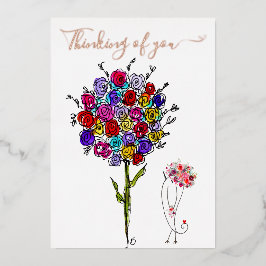 Schöne Blume Denken Sie an Ihre Grußkarte Folieneinladung