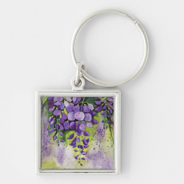 Schöne Blume der Wisteria Schlüsselanhänger (Vorne)