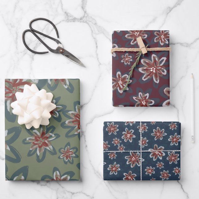 Schöne Blume fallen floral Geschenkpapier Set (Vorderseite)