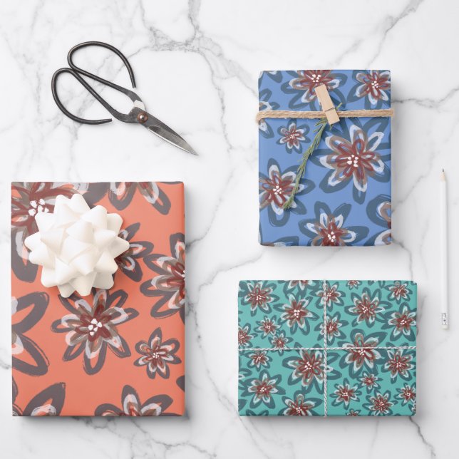 Schöne Blume fallen floral Geschenkpapier Set (Vorderseite)