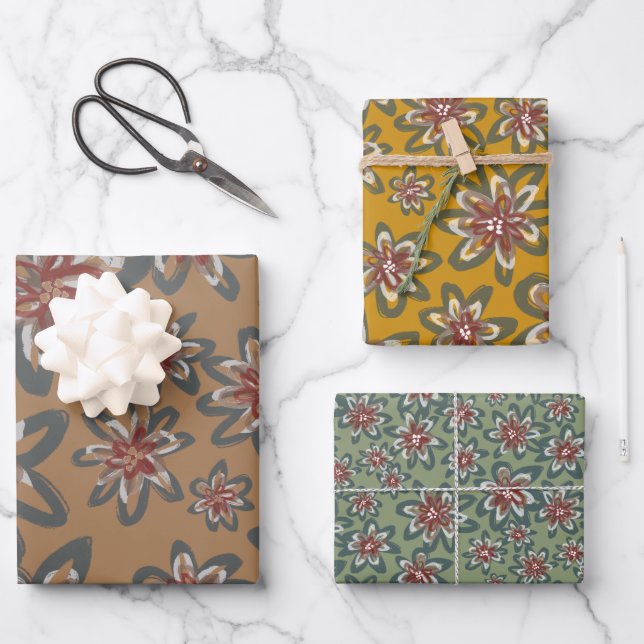 Schöne Blume fallen floral Geschenkpapier Set (Vorderseite)
