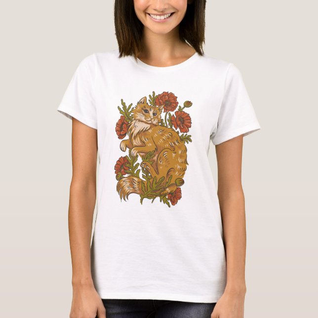 Schöne Blume für Katzen und Mohn T - Shirt (Vorderseite)
