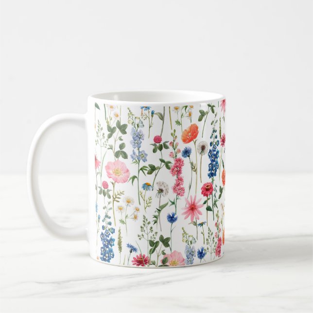 Schöne Blume Garten nahtlos Muster Kaffeetasse (Links)