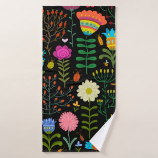 Schöne Blume handgezeichnetes Illustrationsmuster Badehandtuch