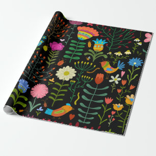 Schöne Blume handgezeichnetes Illustrationsmuster Geschenkpapier